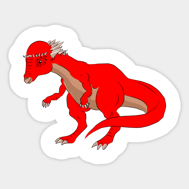 Red Pachycephalosaurus Sticker by lostatom